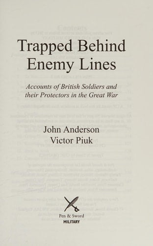 Trapped Behind Enemy Lines: Accounts of British Soldiers and their Protectors in The Great War